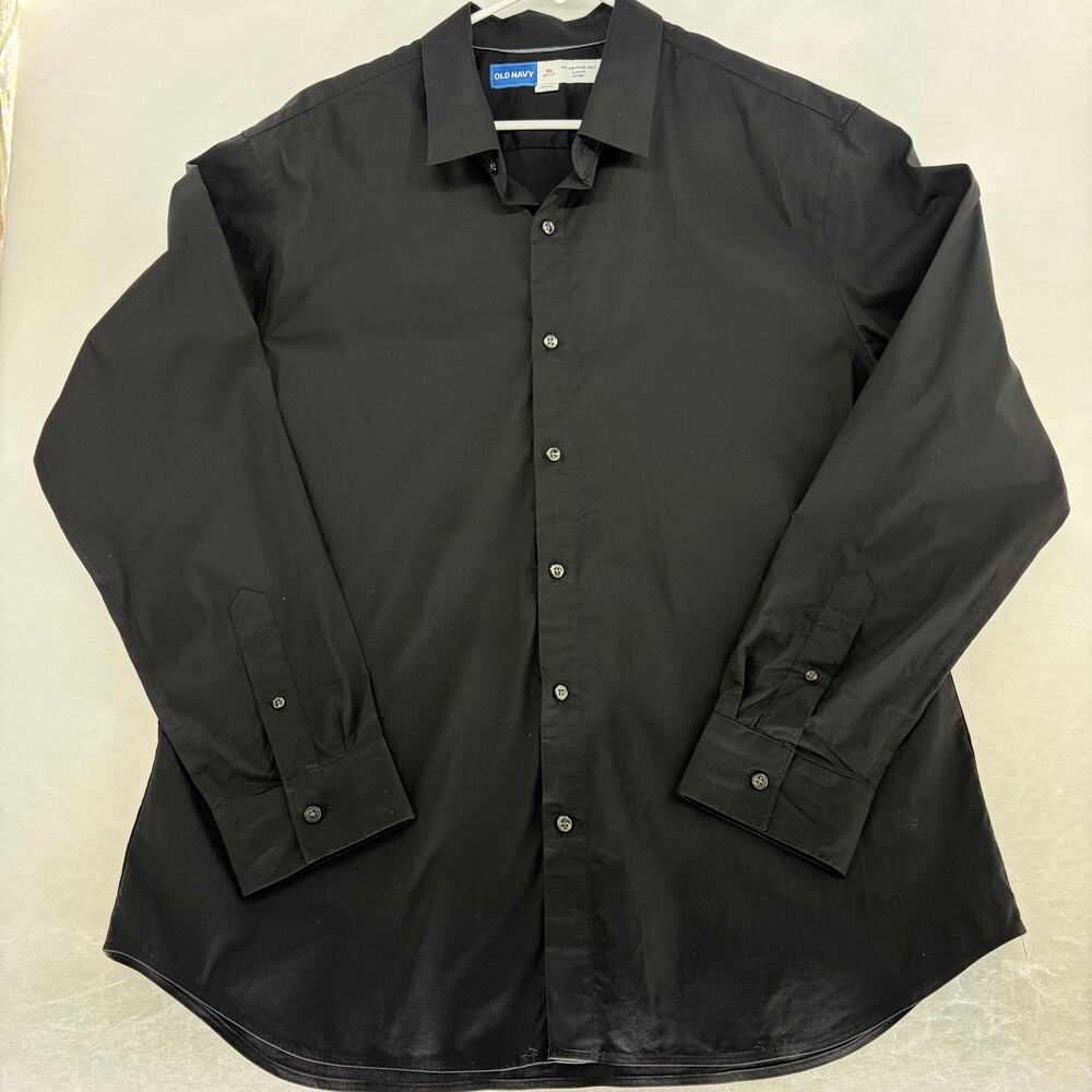 Old Navy Pro Signature Slim Fit Dress Shirt Men's XL Black Stretch Button Down
